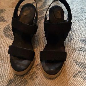 Tory Burch Black Wedge Sandals
